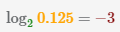 логарифм 0.125 по основанию 2