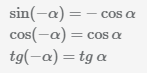 тригонометрические формулы отрицательного угла