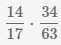 произведение дробей 14/17 и 34/63