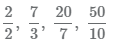 Неправильные дроби 3/2, 7/3, 20/7, 50/10
