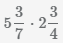умножение смешанных дробей 5 3/7 на 2 3/4