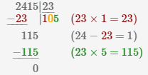 2415 разделить на 23 столбиком