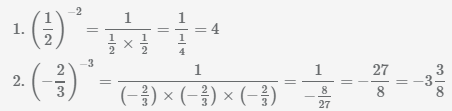 дроби одна вторая в -2 степени и дробь минус две третьих в -3 степени.